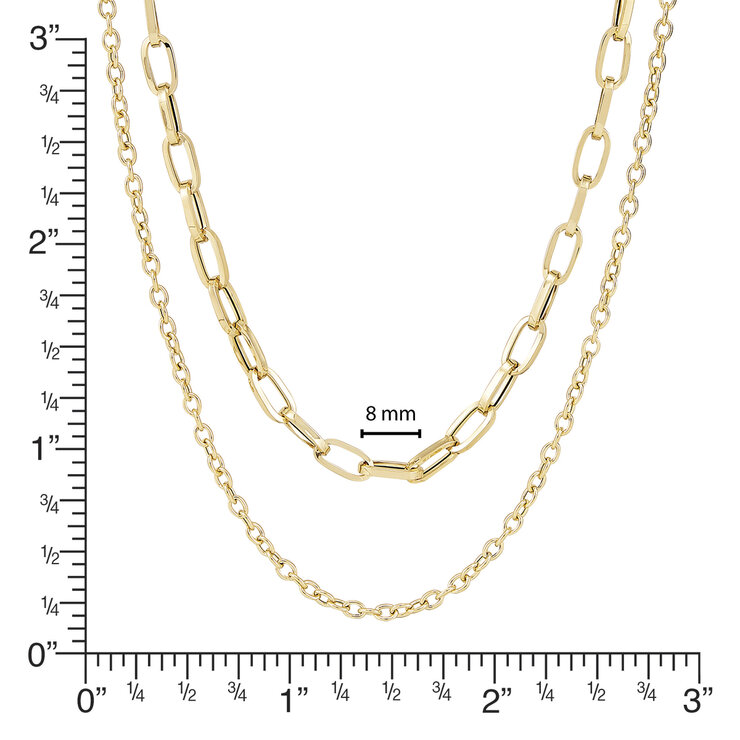 Doble Cadena, Paperclip y Rolo, 40.64cm, Oro Amarillo de 14K — Imagen 4 de 4