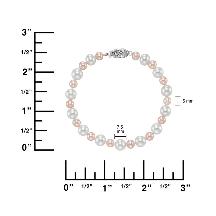 Pulsera de Perlas 5.5-7.5mm, Oro Blanco de 14k — Imagen 3 de 4