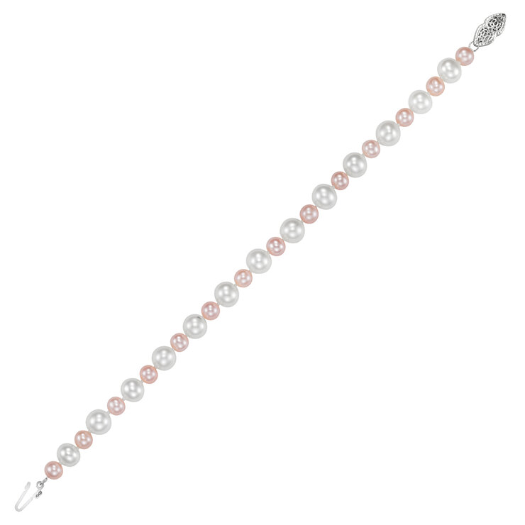 Pulsera de Perlas 5.5-7.5mm, Oro Blanco de 14k — Imagen 4 de 4