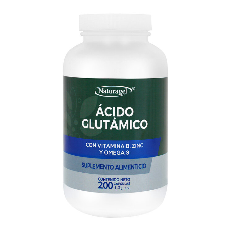 Ácido Glutámico, Vitamina B, Zinc y Omega 3 200 Cápsulas — Imagen 1 de 4