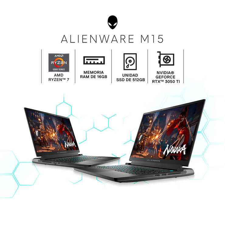 Dell Laptop Alienware M15 NB 15.6"  AMD Ryzen™7 NVIDIA® GeForce RTX™ 3050 — Imagen 2 de 4