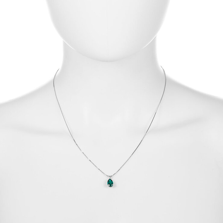 Dije de Esmeralda Creado, Oro Blanco de 14K — Imagen 4 de 4