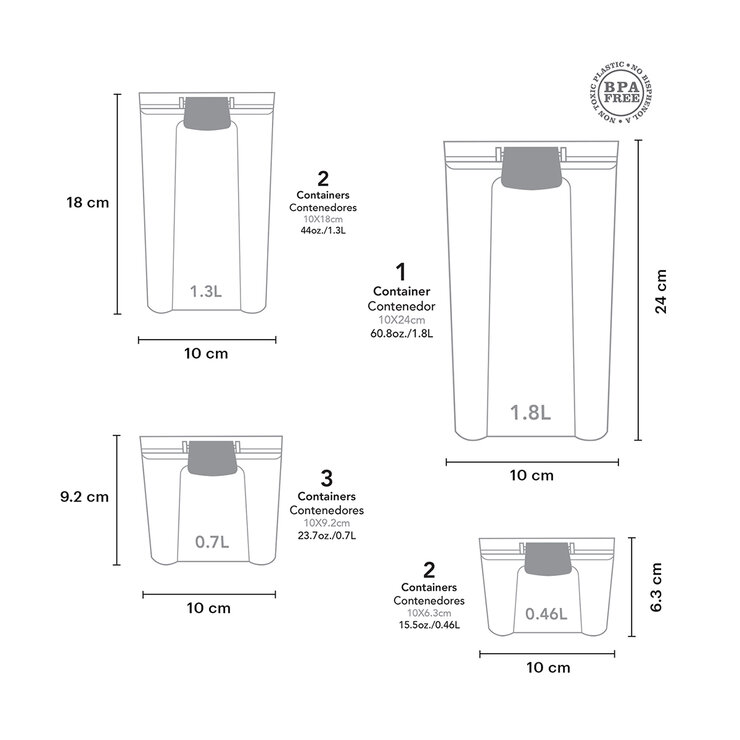 AG Simplesmart, Paquete de 8 Contenedores para Alimentos, Tapas con Broche de Seguridad — Imagen 4 de 4