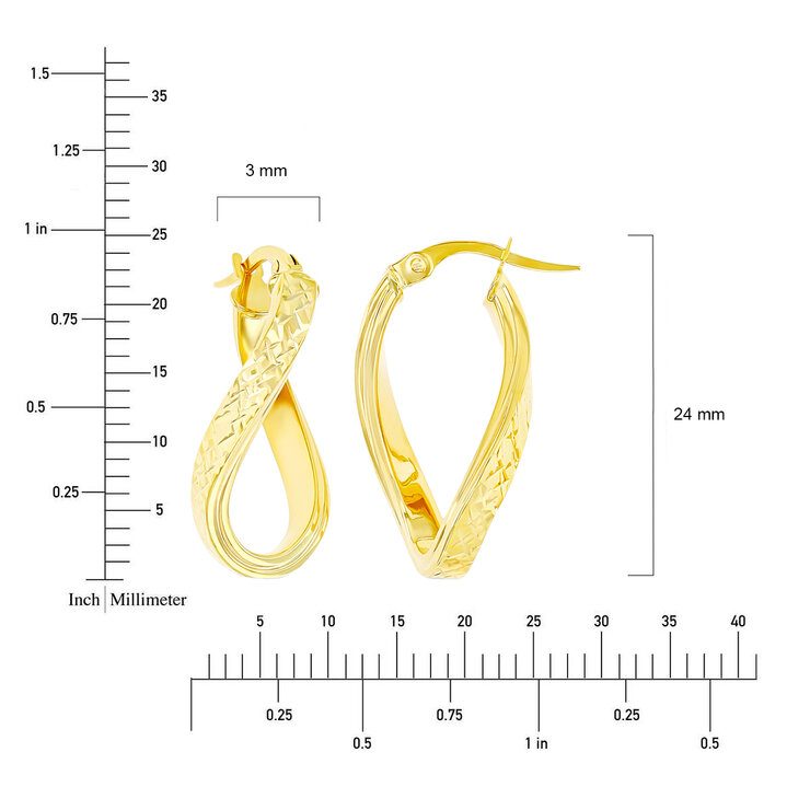 Aretes, Colgantes, Oro Amarillo Italiano de 14kt — Imagen 3 de 4