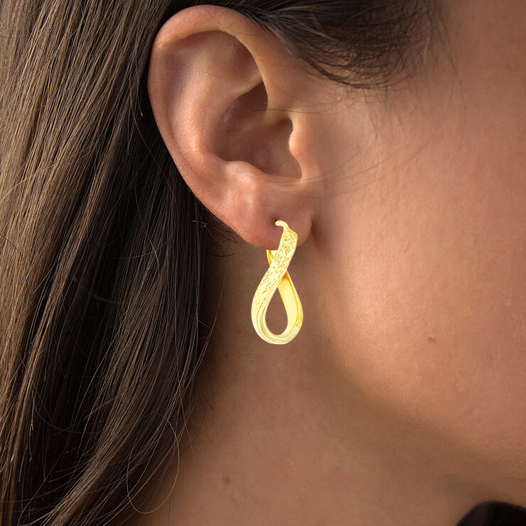 Aretes, Colgantes, Oro Amarillo Italiano de 14kt — Imagen 4 de 4