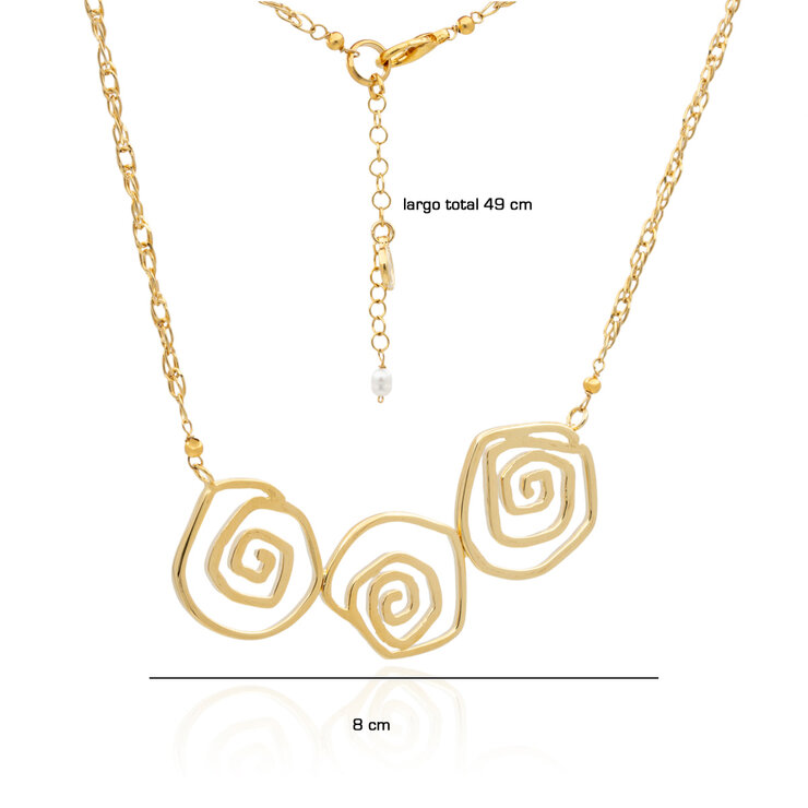 Ablime, Juego en Baño de Oro, Aretes, Collar, Anillo con Diseño de Rosa Moderno — Imagen 3 de 3