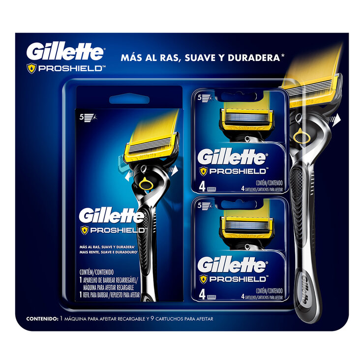 Gillette ProShield Máquina Para Afeitar Recargable + 9 Repuestos — Imagen 1 de 4