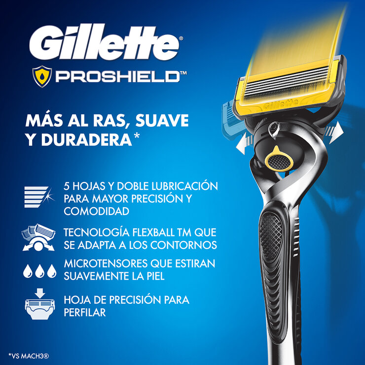 Gillette ProShield Máquina Para Afeitar Recargable + 9 Repuestos — Imagen 2 de 4