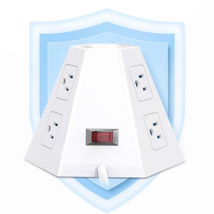 Bestek, Supresor Multi-contacto Piramidal 6 AC, 3 USB, con protección — Imagen 4 de 4