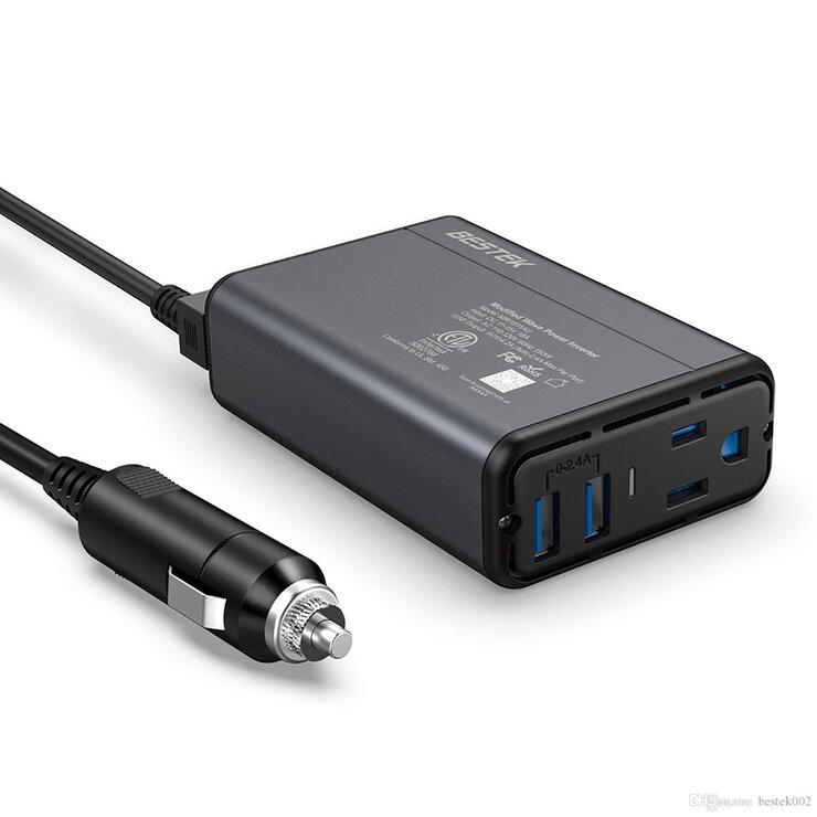 Bestek Inversor de Corriente Para Auto Mini + Adaptador para Automóvil — Imagen 1 de 4