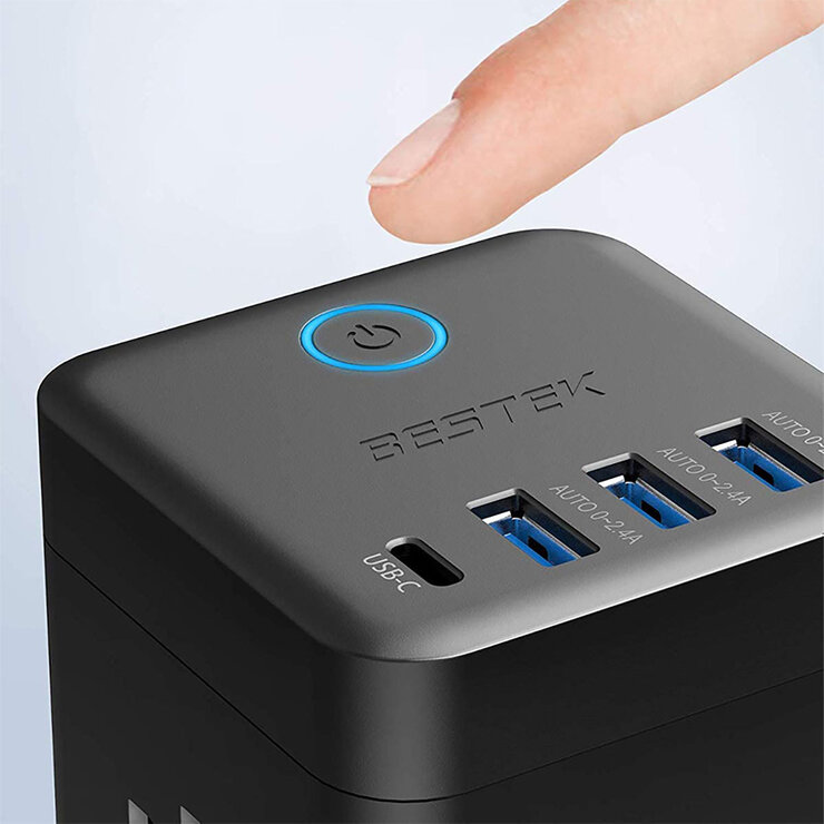 Bestek, 2 Pack Multi-Contacto Cuadro, 3 AC, 3 USB, 1 USB-C 1625W — Imagen 2 de 4