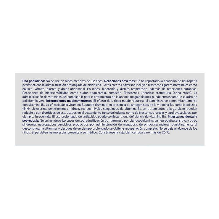 Neurobión Oral 60 Tabletas  Vitaminas del Complejo B — Imagen 3 de 3