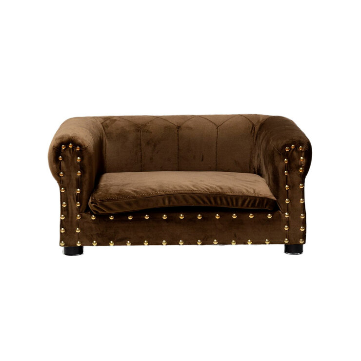 Maypet, Cama para Perro, Raza Pequeña , Diseño con Estoperoles, Terciopelo Color Café — Imagen 2 de 4