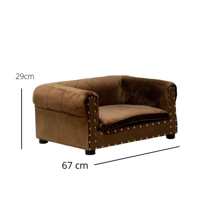 Maypet, Cama para Perro, Raza Pequeña , Diseño con Estoperoles, Terciopelo Color Café — Imagen 4 de 4