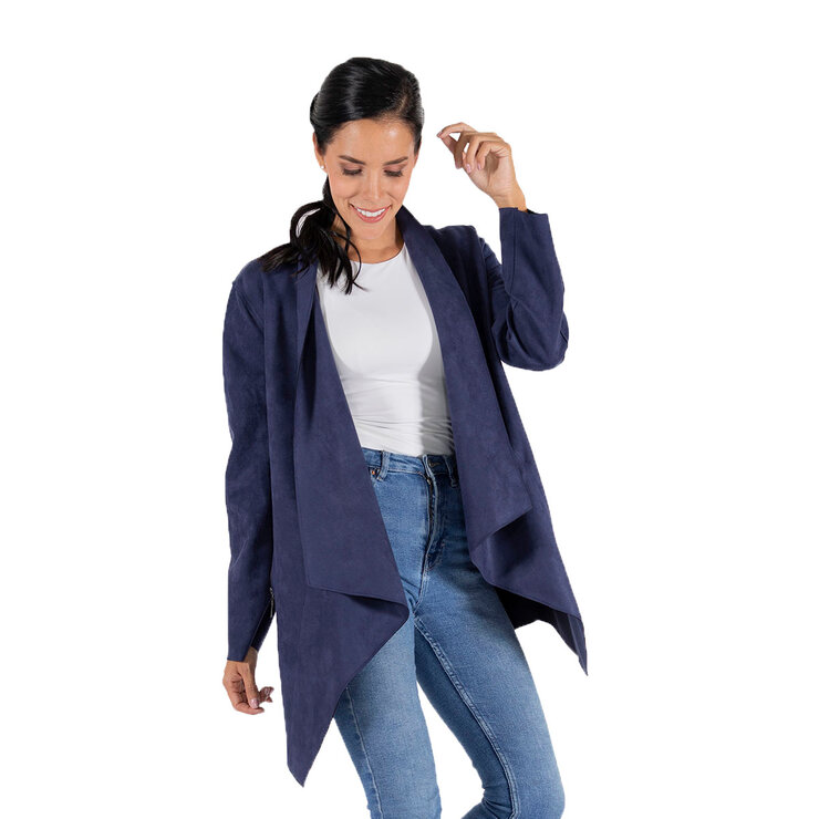 Shyla Abrigo Suelto Color Azul de Suede, para Dama — Imagen 1 de 2