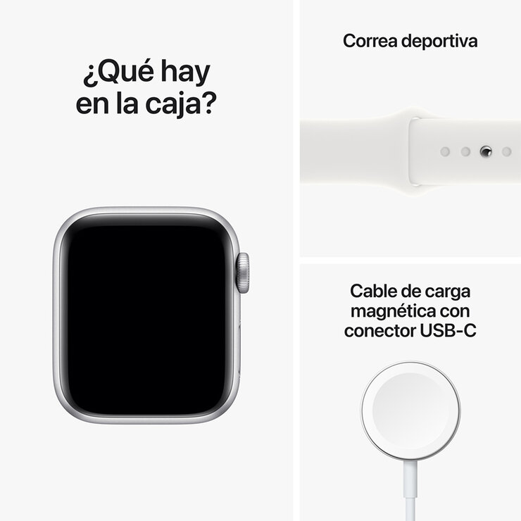 Apple Watch SE (GPS) Caja de Aluminio Plata 40mm con correa deportiva color blanco  — Imagen 3 de 4