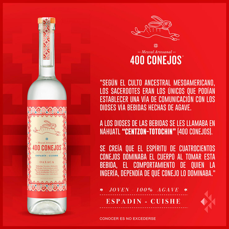 Mezcal 400 Conejos Espadín Cuishe 750ml — Imagen 3 de 3