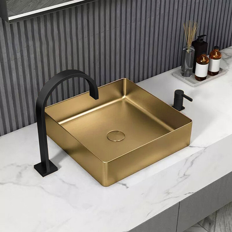 Rubinett, Ovalin de Baño Cuadrado - Dorado — Imagen 1 de 4