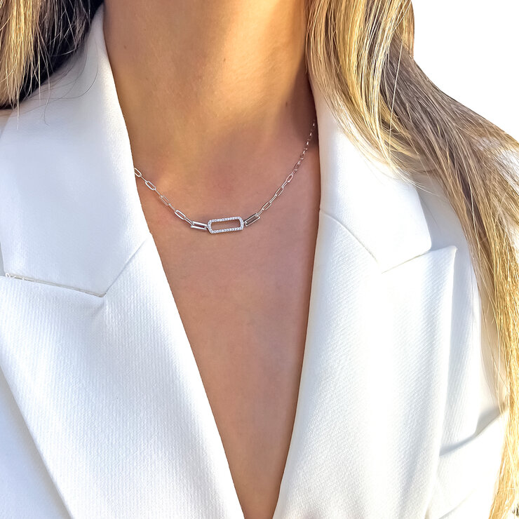 Avonza, Cadena de Plata con Eslabones, Dije Forma de Rectángulo — Imagen 2 de 2