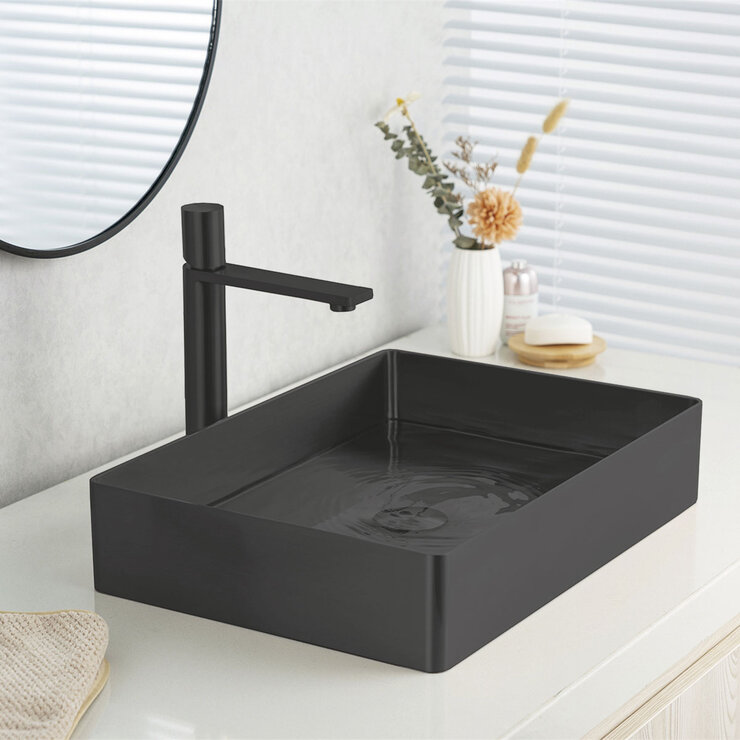 Rubinett, Ovalin de Baño Rectangular - Negro Mate — Imagen 1 de 4