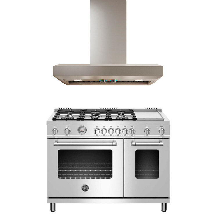 Estufa de Gas 48" Bertazzoni + Campana Extractora de 122cm - Elica — Imagen 1 de 4