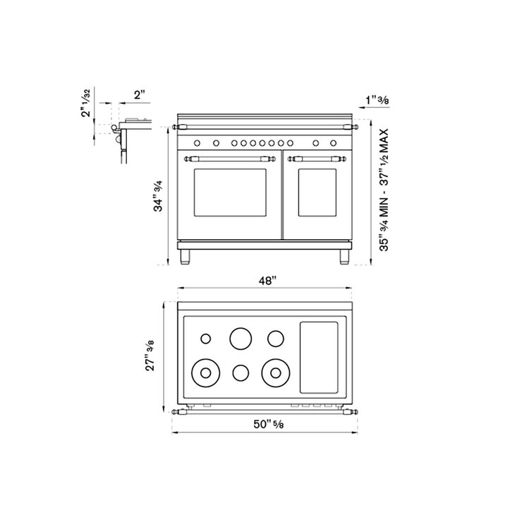 Estufa de Gas 48" Bertazzoni + Campana Extractora de 122cm - Elica — Imagen 3 de 4