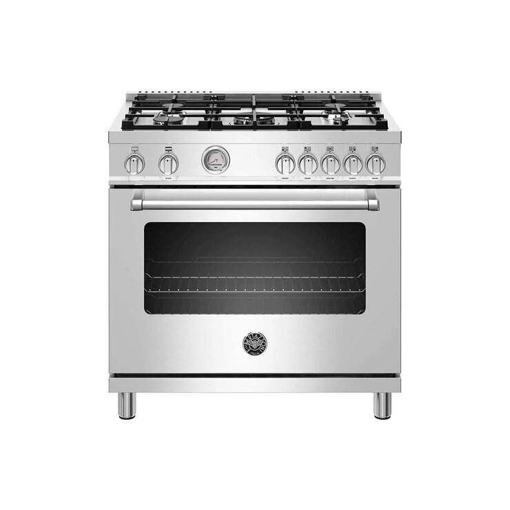 Estufa de Gas 36"  con 5 quemadores y un horno Bertazzoni  + Campana de pared 36" Leone — Imagen 2 de 4