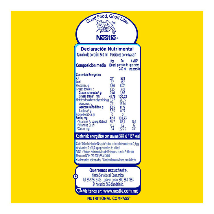Nesquik Leche sabor Chocolate 27 pzas de 240 ml — Imagen 3 de 4
