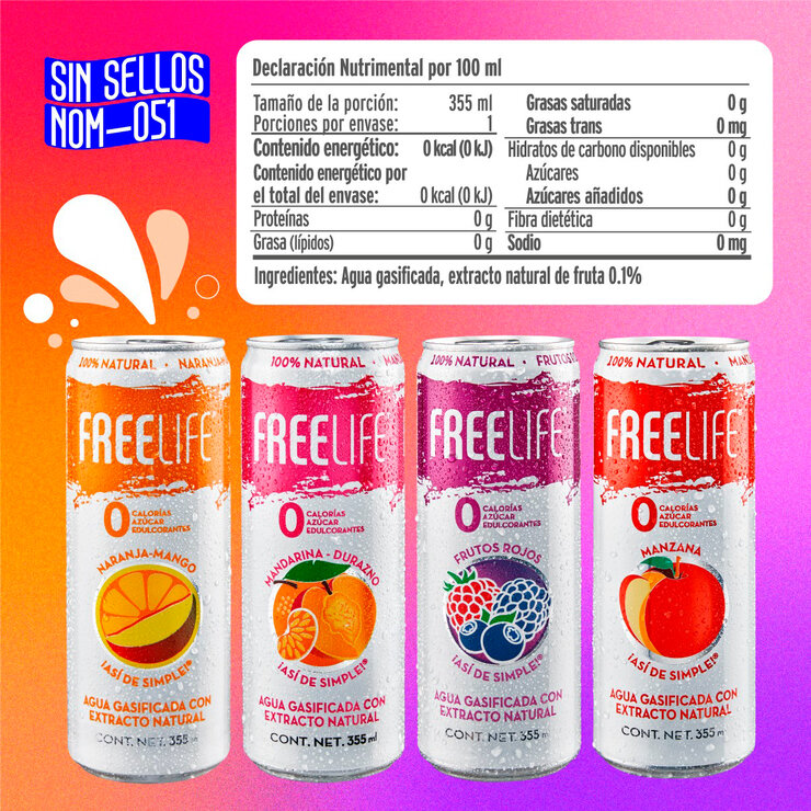 Free Life Agua Gasificada con Extracto Natural 24 pzas de 355 ml — Imagen 3 de 3