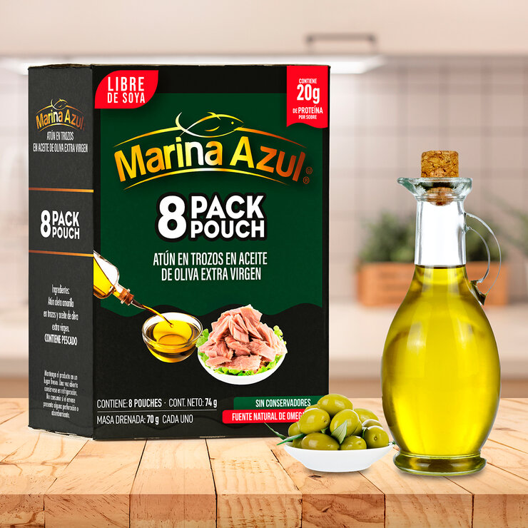 Marina Azul Atún en Aceite de Oliva Pouch con 8 pzas — Imagen 2 de 2