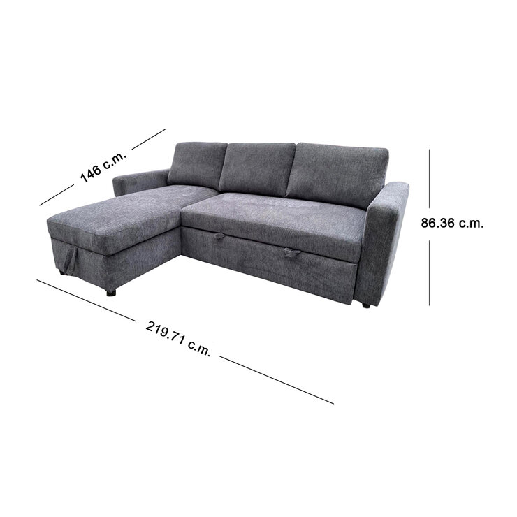 Coaster, Sofá Cama Seccional, Color Gris — Imagen 3 de 3