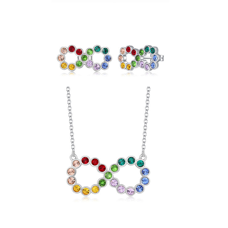 Mayfer, Juego de Collar y Aretes con Diseño de Infinito , Plata .925 — Imagen 1 de 4
