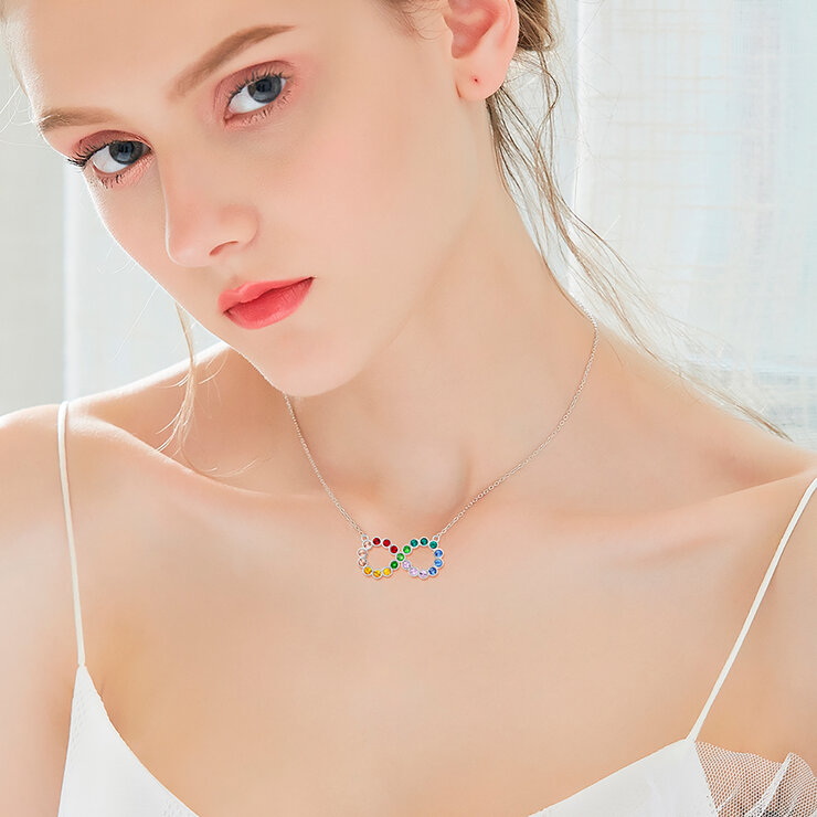 Mayfer, Juego de Collar y Aretes con Diseño de Infinito , Plata .925 — Imagen 4 de 4