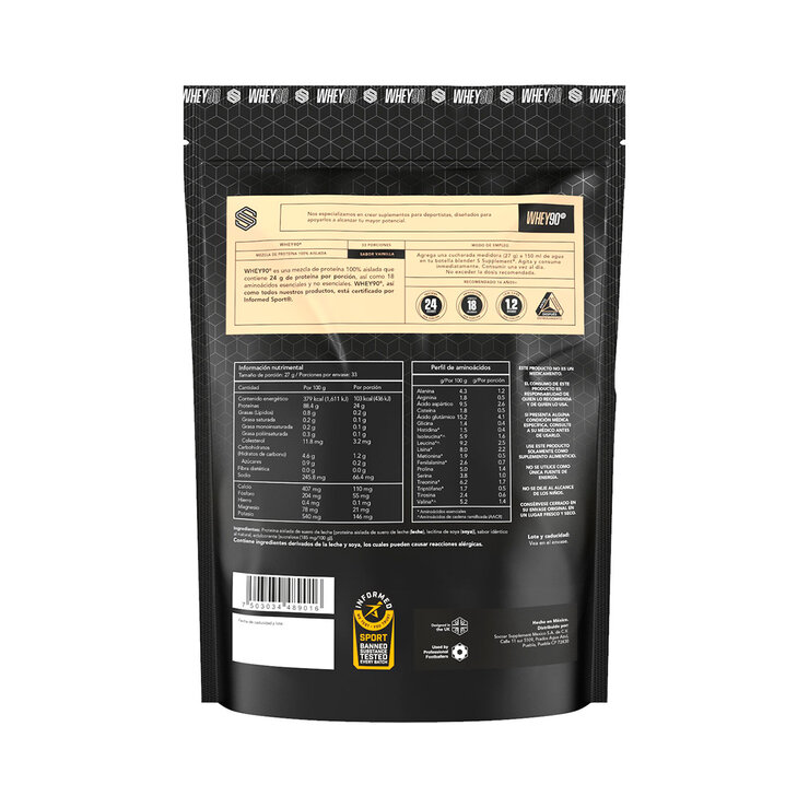 S Supplement Whey 90 Proteína sabor vainilla 900 gr — Imagen 3 de 3