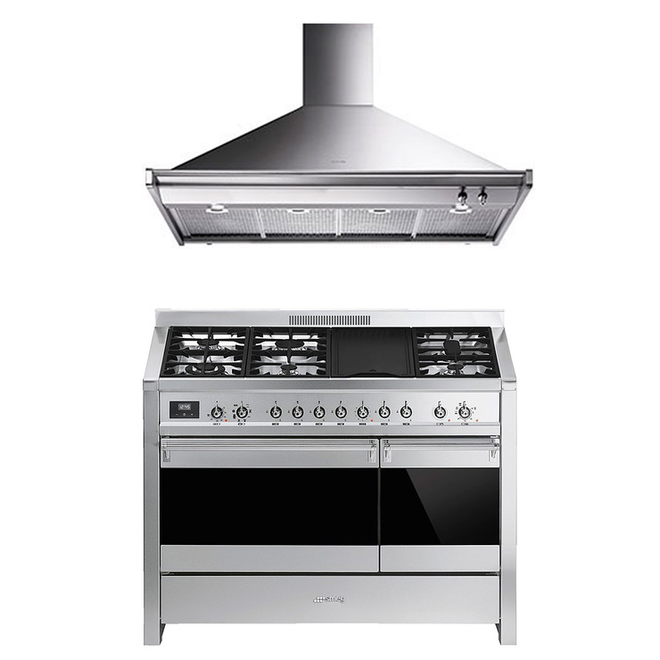Combo Estufa 120cm + Campana de Pared 120cm Smeg — Imagen 1 de 4