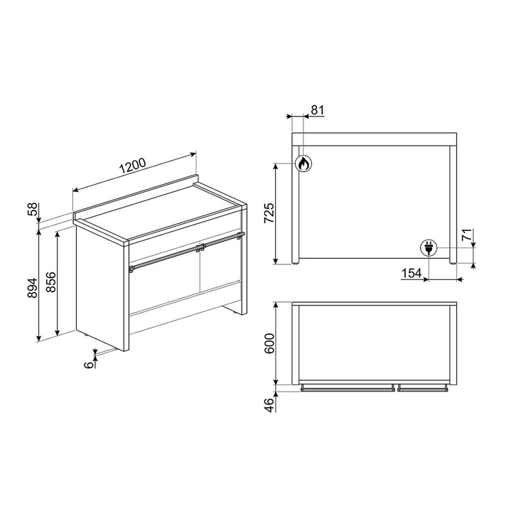 Combo Estufa 120cm + Campana de Pared 120cm Smeg — Imagen 4 de 4