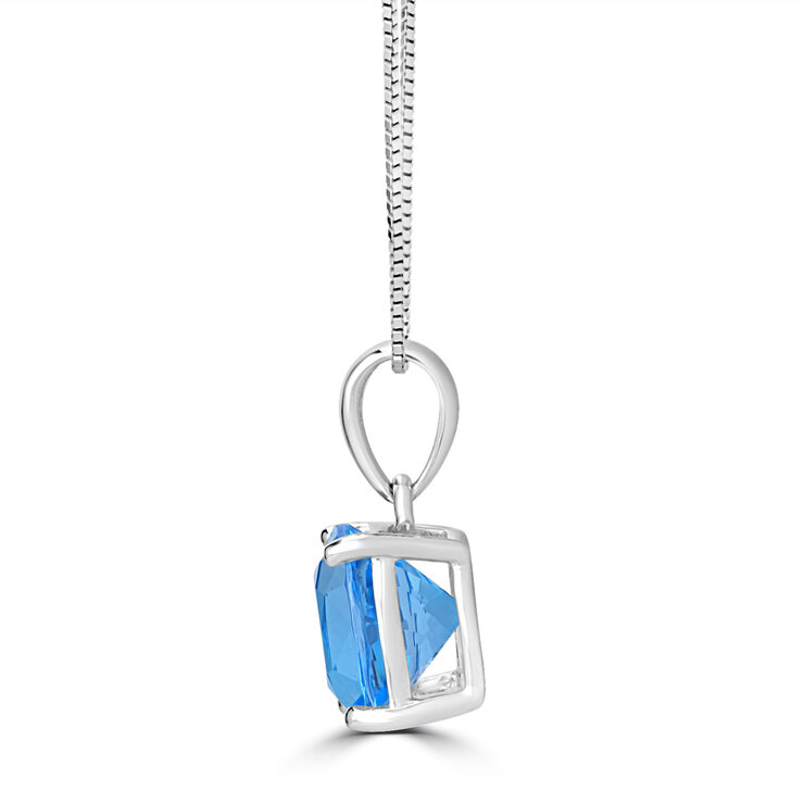 Collar de Topacio Azul, Oro Blanco de 14kt — Imagen 2 de 4