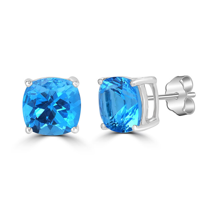 Aretes de Topacio Azul, Oro Blanco de 14kt — Imagen 1 de 4