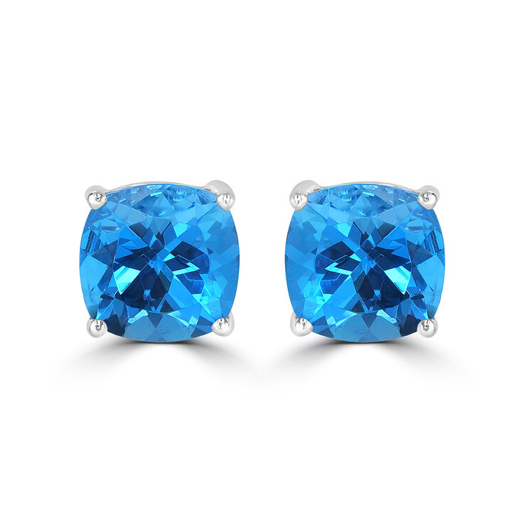 Aretes de Topacio Azul, Oro Blanco de 14kt — Imagen 2 de 4