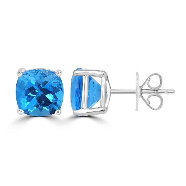 Aretes de Topacio Azul, Oro Blanco de 14kt — Imagen 4 de 4