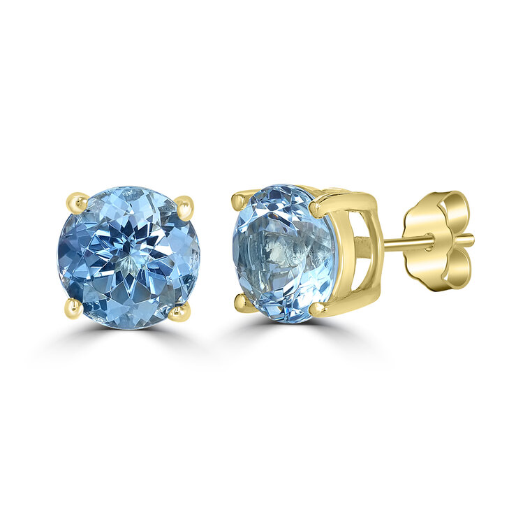 Aretes de Aguamarina, Oro Amarillo de 14kt — Imagen 1 de 4