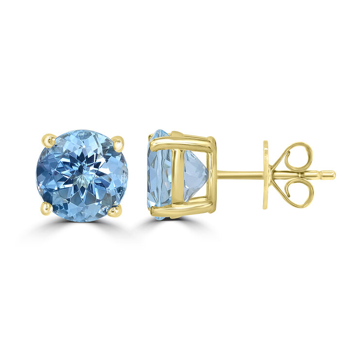 Aretes de Aguamarina, Oro Amarillo de 14kt — Imagen 3 de 4