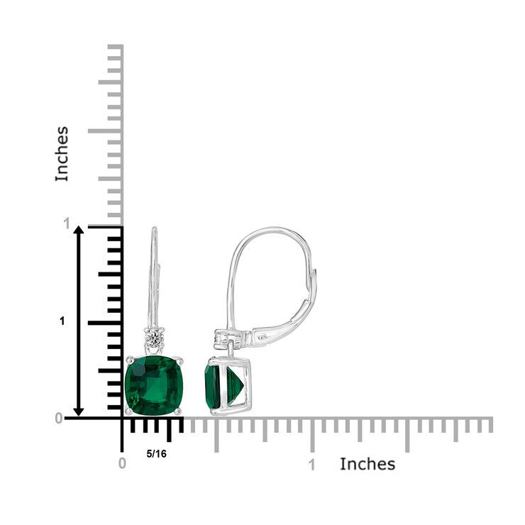 Aretes de Esmeralda Creada con Diamante 0.10ctw, Oro Blanco de 14K — Imagen 2 de 4