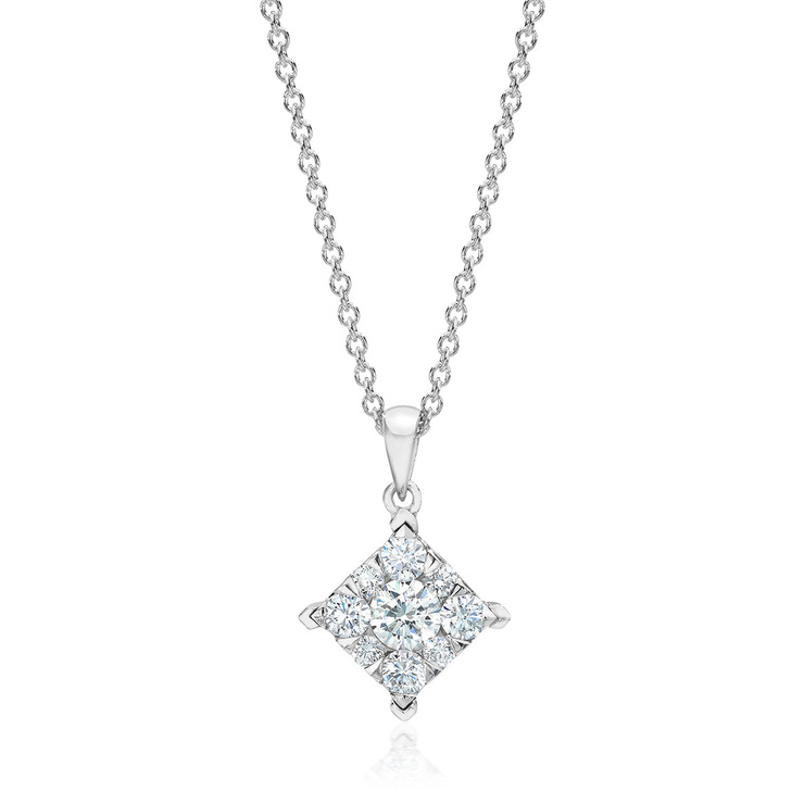 0.30ctw, Collar de Diamantes, Corte Redondo, Oro Blanco de 18kt, Cadena 40.6 cm — Imagen 1 de 2