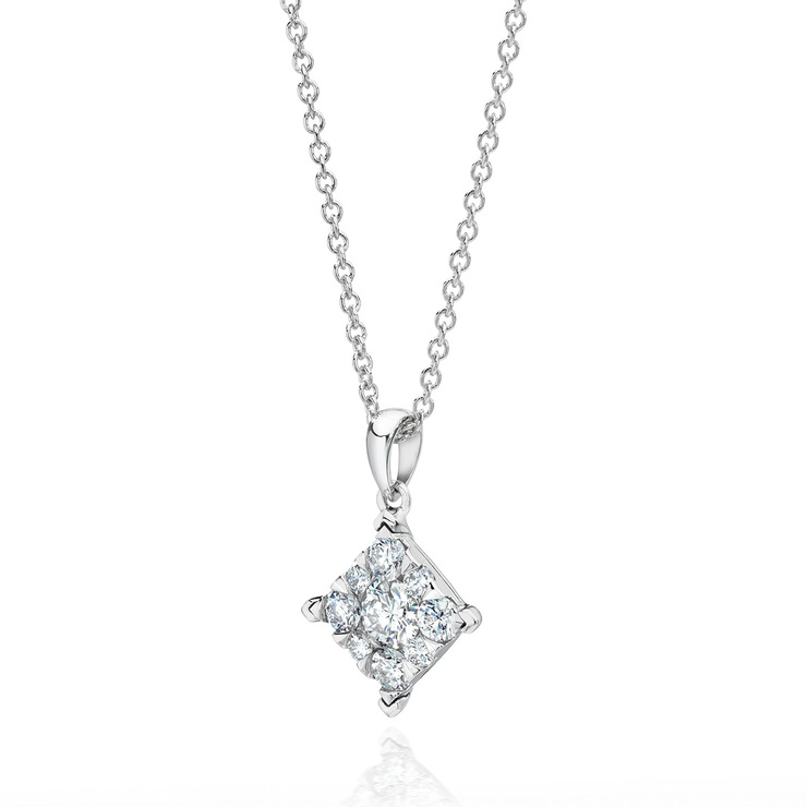 0.30ctw, Collar de Diamantes, Corte Redondo, Oro Blanco de 18kt, Cadena 40.6 cm — Imagen 2 de 2