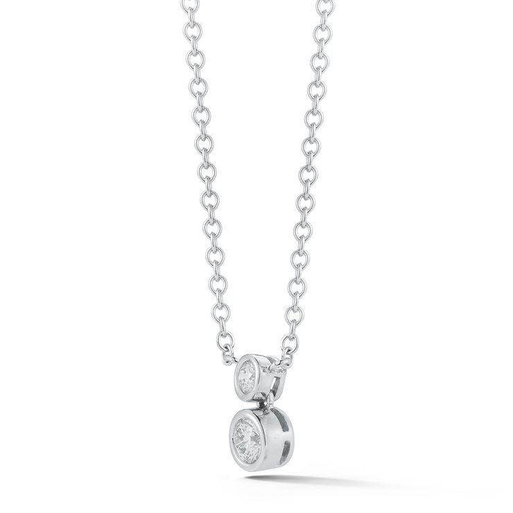 0.30ctw, Collar de Diamantes, Corte Redondo, Oro Blanco de 14kt — Imagen 2 de 3