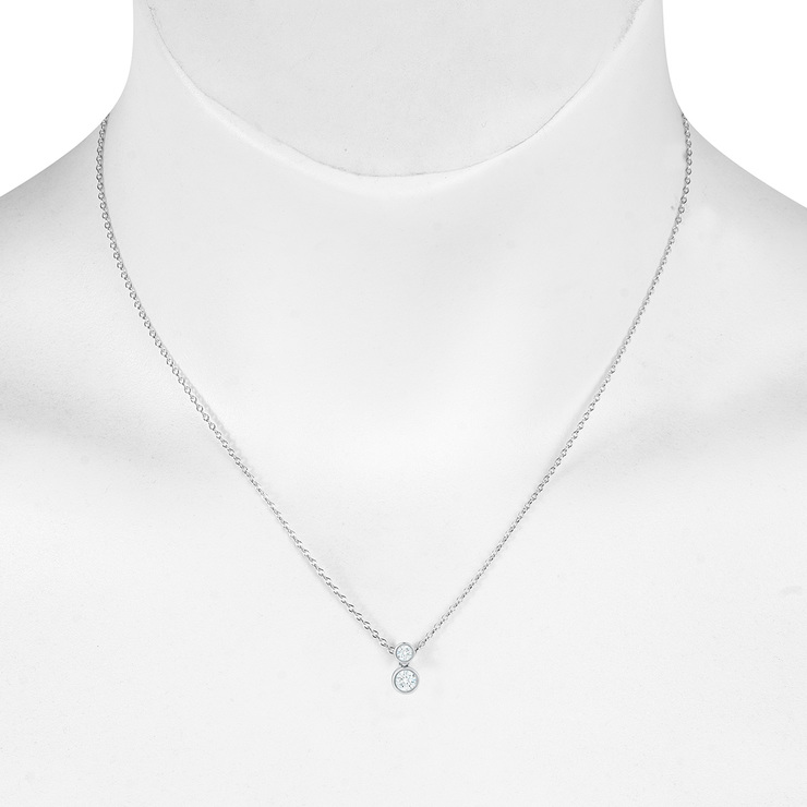 0.30ctw, Collar de Diamantes, Corte Redondo, Oro Blanco de 14kt — Imagen 3 de 3
