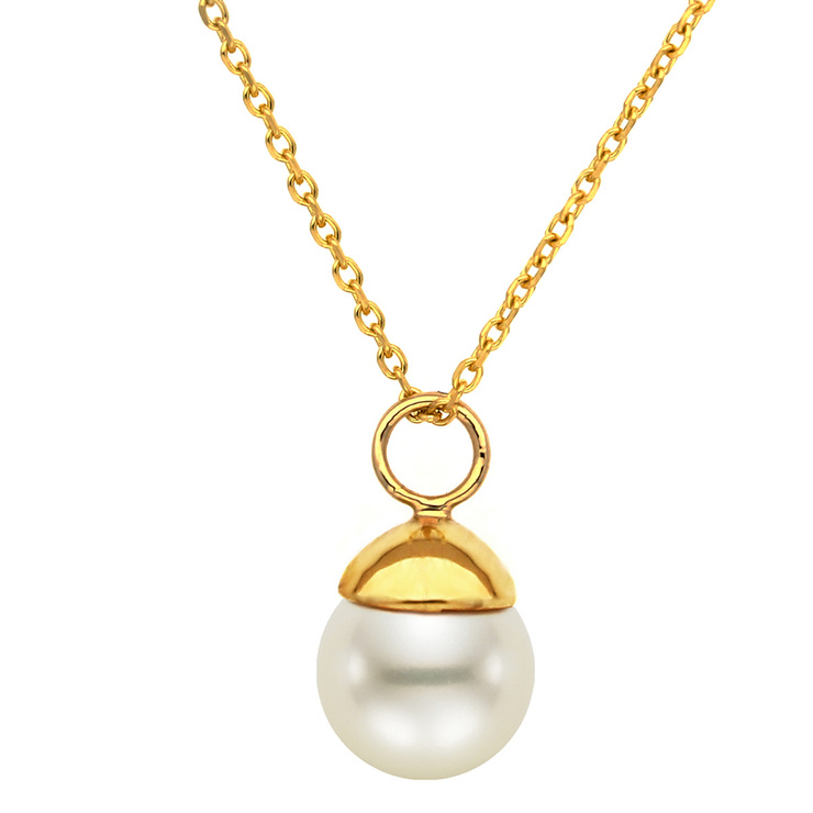Collar de Perla, 8-8.5mm, Oro Amarillo de 14kt — Imagen 1 de 4