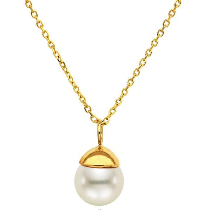 Collar de Perla, 8-8.5mm, Oro Amarillo de 14kt — Imagen 2 de 4
