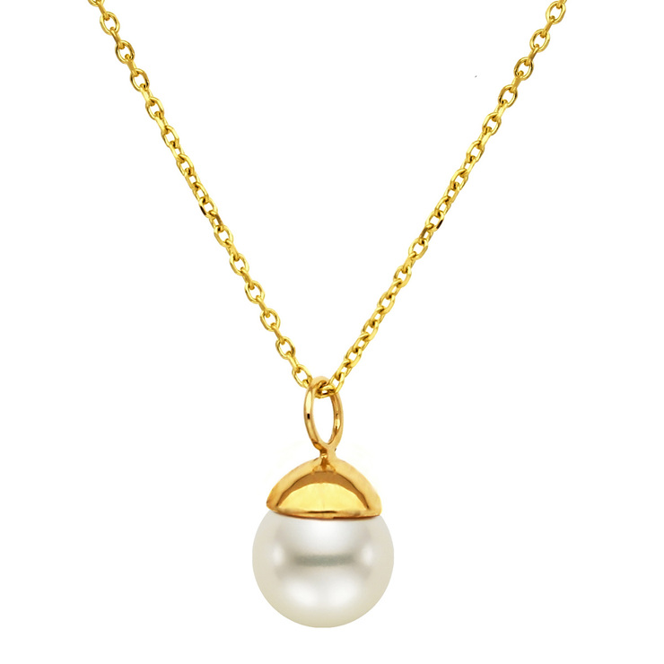 Collar de Perla, 8-8.5mm, Oro Amarillo de 14kt — Imagen 3 de 4